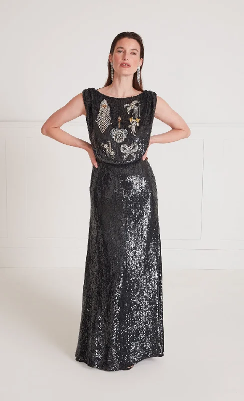 Women's Resort Attire Adalina Sequin Gown - Black