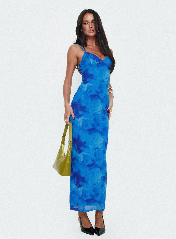 Comfortable Women's Clothing Hathaway Maxi Dress Blue Floral