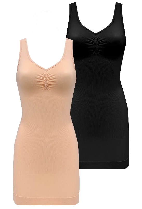 Women's Cozy Clothes Ultra Light Shaping V-Tank Slip - 2 Pack