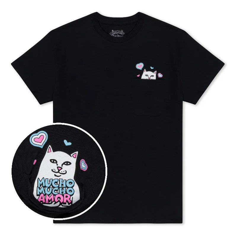 Women's Vintage-Inspired Outfit Lord Nermal Amor Pocket Tee (Black)