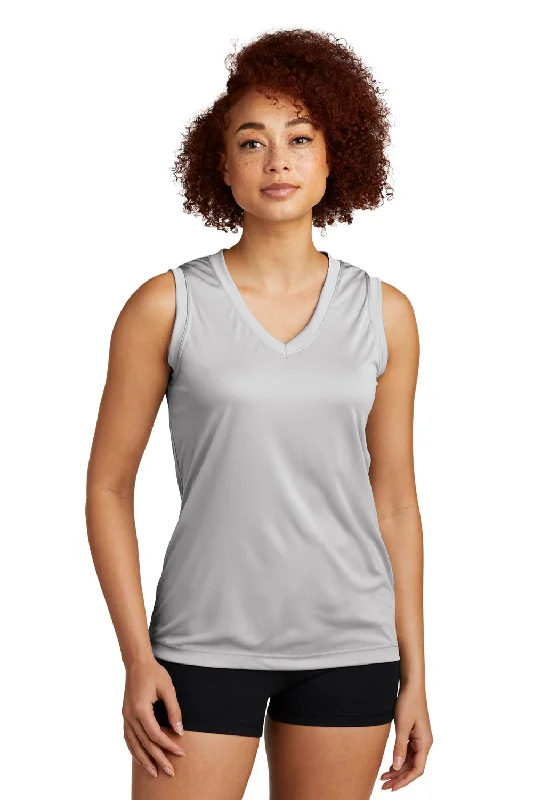 Vintage-Inspired Women's Clothes Sport-Tek Womens Competitor Moisture Wicking Tank Top - Silver Grey