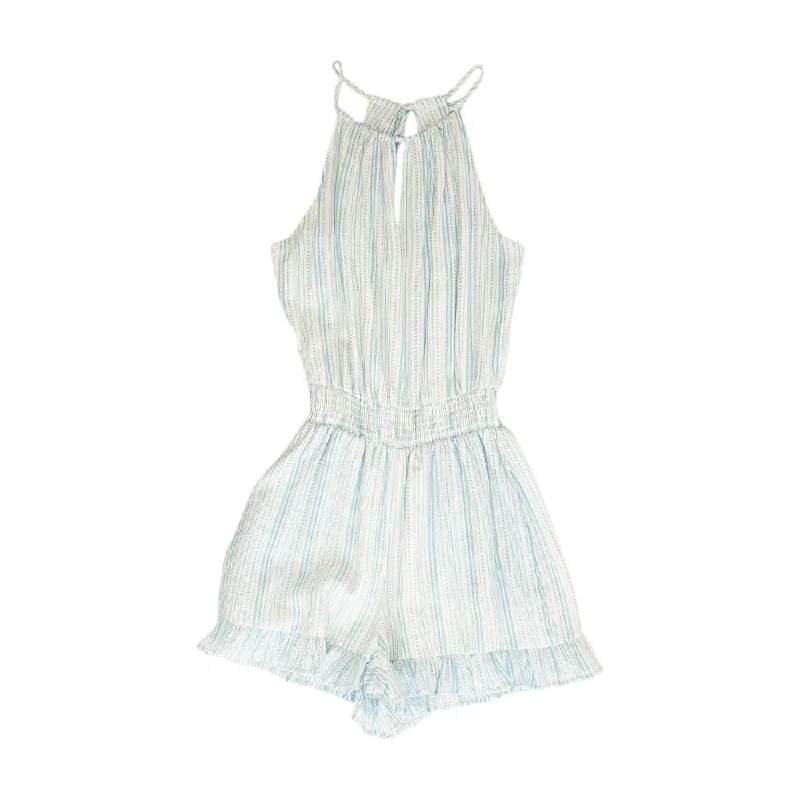 High-Fashion Women's Clothing Blue Striped Romper