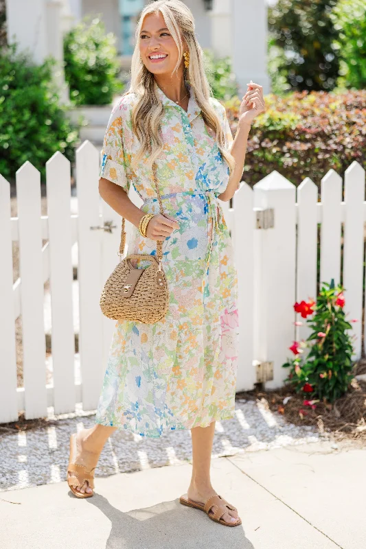 Vintage-Inspired Garments You Have My Attention White Floral Midi Dress