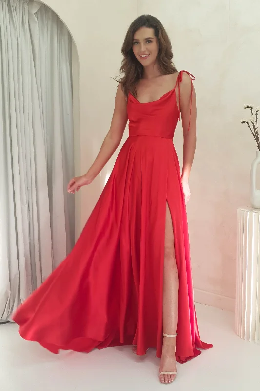 Crazy Discounts, Hurry Up Anna Cowl Neckline Gown | Red