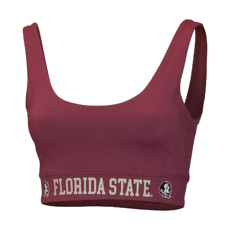 Step Ahead, Lead The Trend ZooZatz Women's Seminole Logo/Florida State Scoop Sports Bra - Garnet