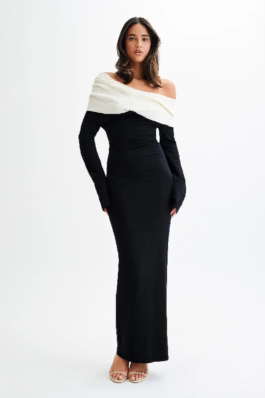 Browse Our Top Products Yoko Contrast Knit Maxi Dress - Black/White