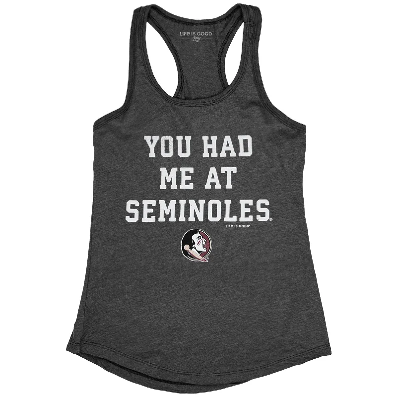 Fashion Frontiers Blue 84 Women's Life is Good You Had Me at Seminoles Racerback Tank - Heathered Black