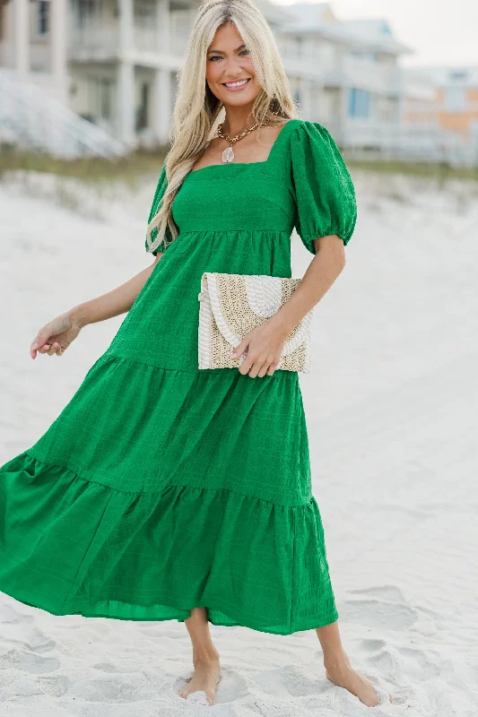 Women's Trendy Outfit Think About It Kelly Green Midi Dress