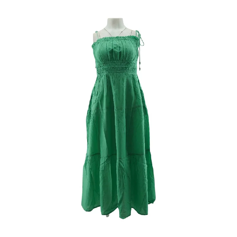 Formal Attire For Women Green Solid Midi Dress