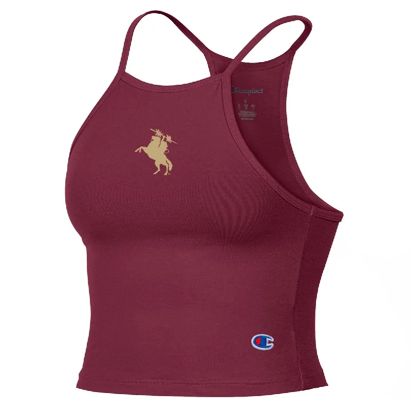 Limited Edition Champion Women's Unconquered Silhouette Halter Crop Top - Garnet