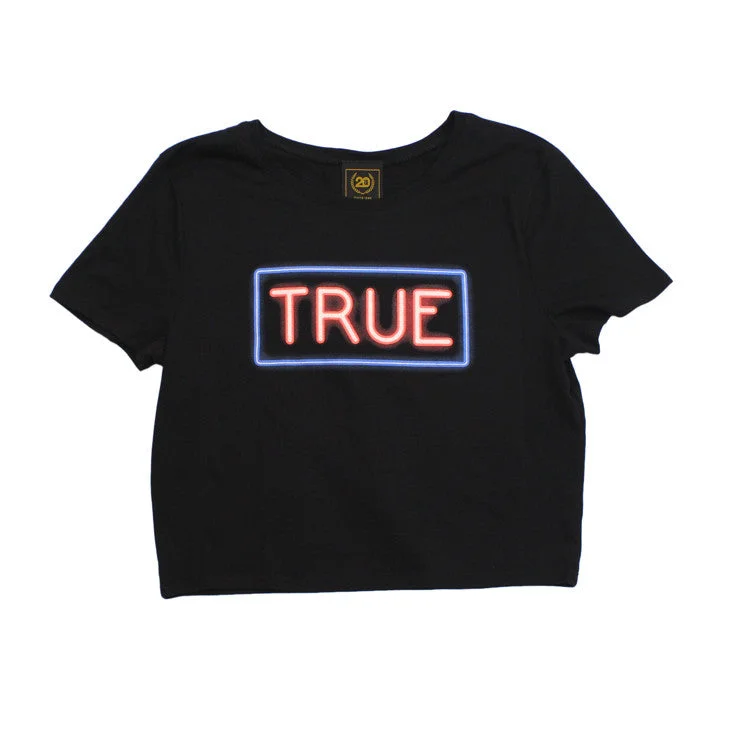 Women's Occasion Wear Clothing True Womens Neon Crop Top Black