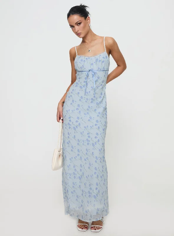 Luxury Women's Clothes Valencia Maxi Dress Blue Floral