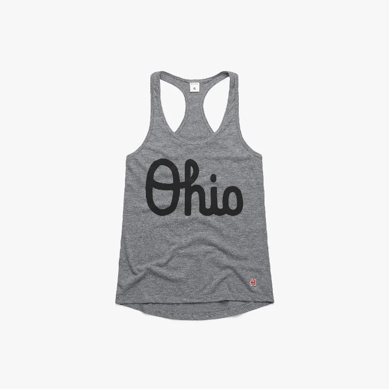 Casual Yet Chic Sales Women's Script Ohio Racerback