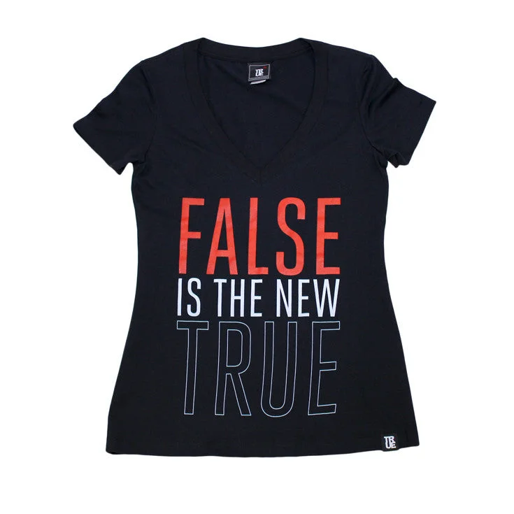 Must-Have Style Discounts True Womens False is V-Neck T-Shirt Black