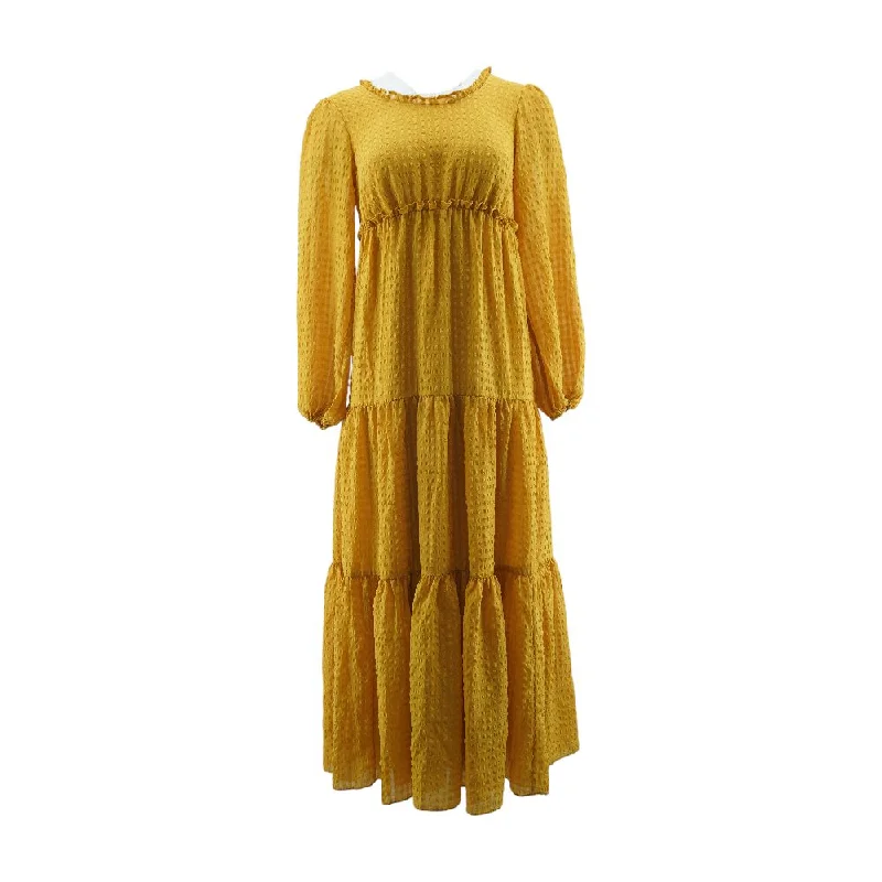 Women's Casual Wear Outfit Mustard Solid Maxi Dress