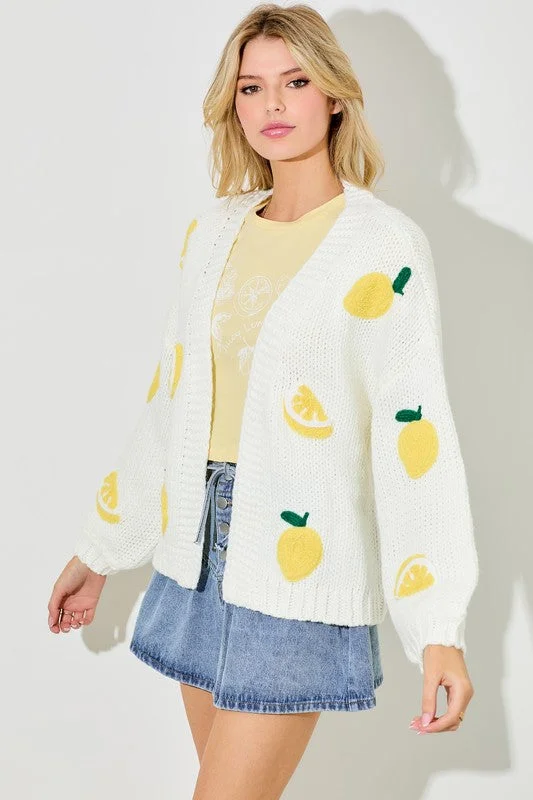 Women's Travel Outfit Set Amalfi Lemon Sweater Cardigan