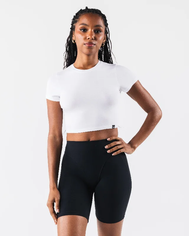 Women's Comfy Loungewear Outfit OT Crop Tee - White