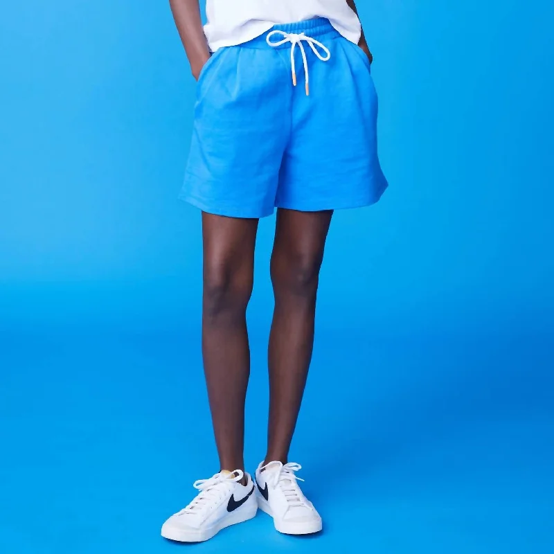 Retro Style Promotions Flared Sweat Short In Cerulean