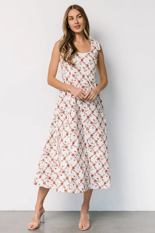 Sporty Fashion Offers Isla Tank Dress | Off White + Red Floral