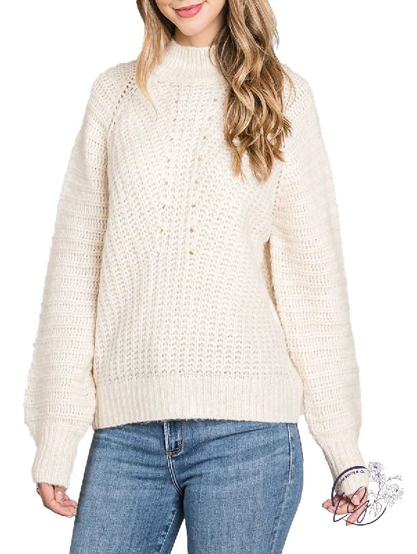 Fashion Forward Right Formation Mock Neck Sweater