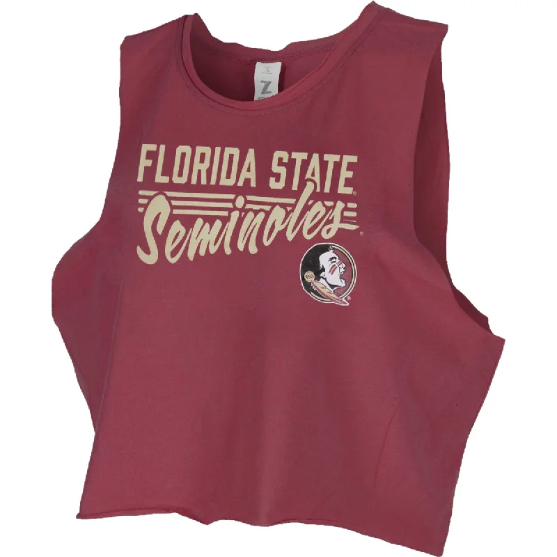 Special Offers, Don't Miss ZooZatz Women's Florida State Seminoles/Seminole Logo Crop Muscle Tank - Garnet