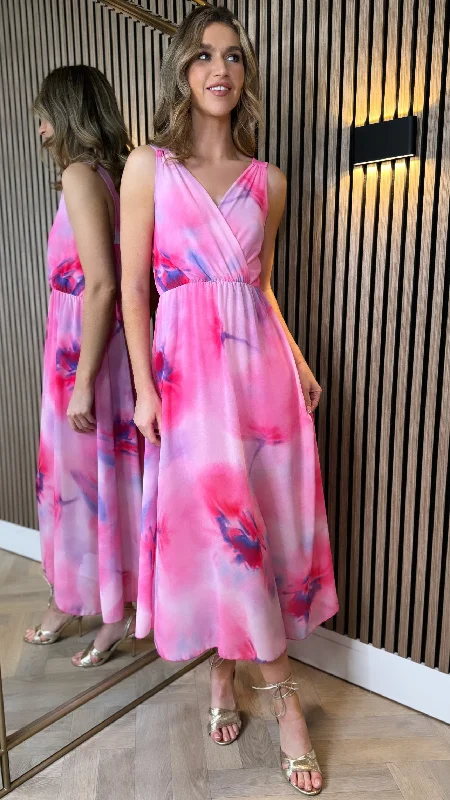 Best Deals Of The Season Quinn Pink Tie Dye Maxi Dress