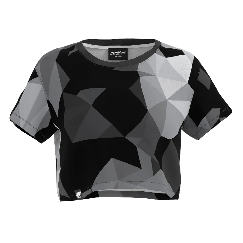 Chic & Cozy Collection Cubes Black Crop Top