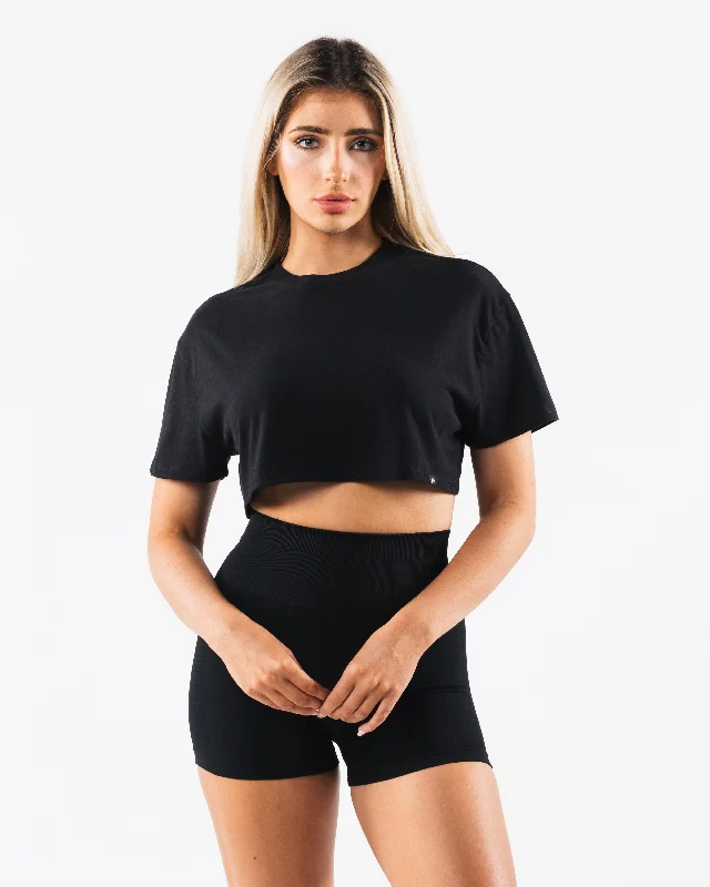 Women's Clothes For Special Occasions OT Oversized Crop Tee - Black