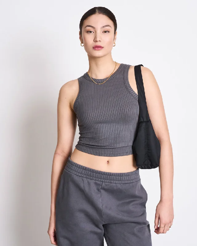 Women's Elegant Outfit Rib Tank Top PORTO dark grey | Jan ´n June