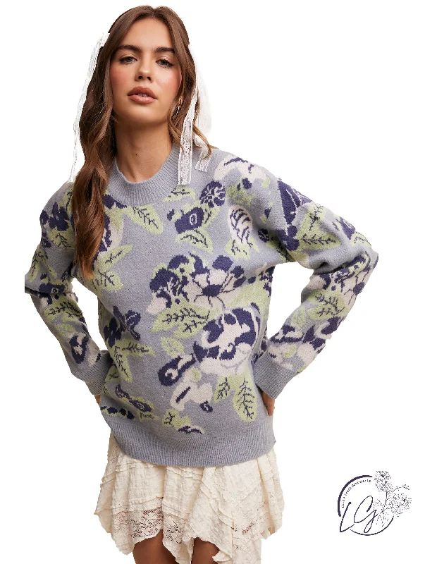 Casual Clothes For Women Look Away Floral Sweater