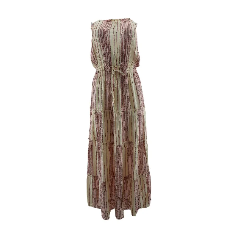 Street Chic Discounts Beige Striped Maxi Dress