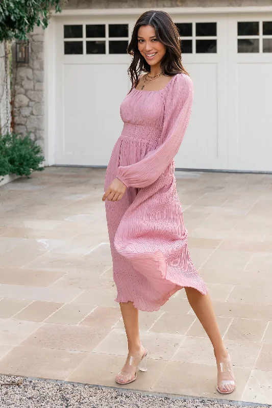 Winter Warehouse Sale Dalton Pleated Midi Dress | Blush