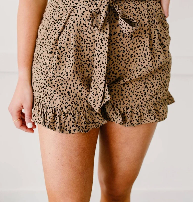 Hot Brand Discounts Short Leash Ruffled Shorts In Taupe