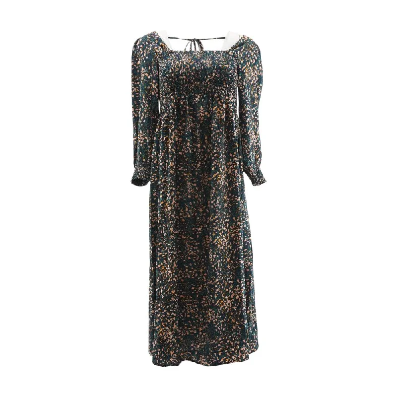 Women's Activewear Apparel Green Floral Maxi Dress