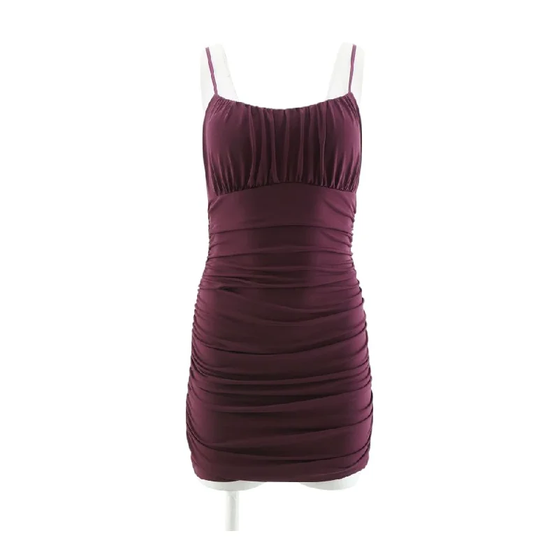 Casual Clothing For Women Burgundy Solid Midi Dress