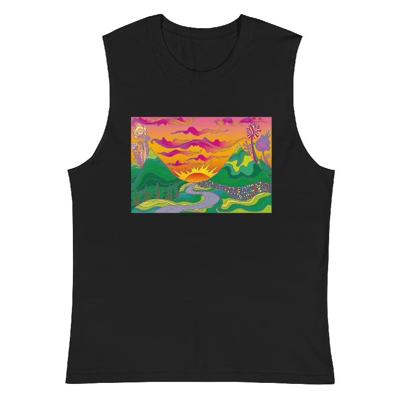 Women's Stylish Professional Apparel Melting Sunset Muscle Tank