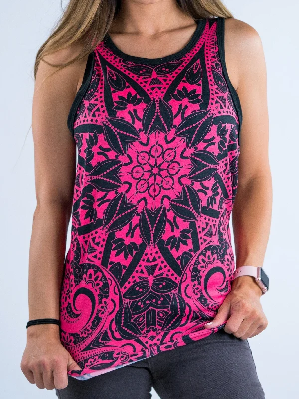 Vintage Style Deals Electro Pink Mandala Unisex Tank Top