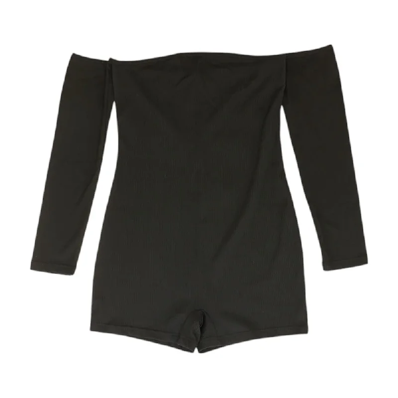 Plus-Size Women's Clothing Black Solid Romper