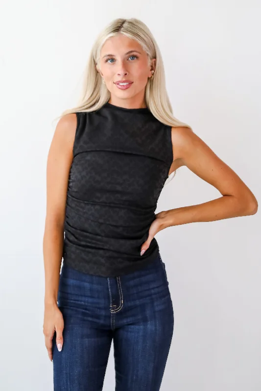 Affordable Women's Clothing FINAL SALE - Elegant Success Black Leopard Mesh Tank