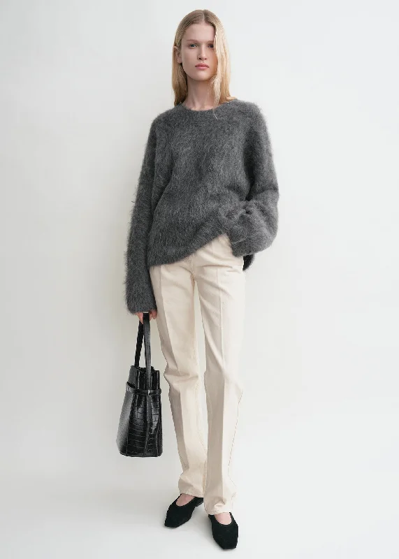 Women's Luxury Garments Boxy alpaca knit dark grey melange