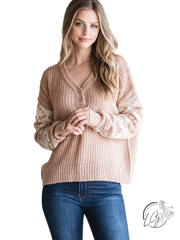 Classic Chic Deals Mine Forever Waffle Henley Sweater