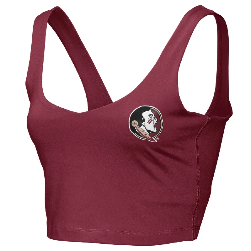 Crazy Price Slashing Zoozatz Women's Seminole Logo V-neck Crop Tank - Garnet