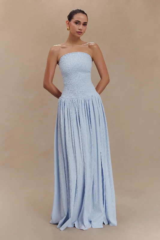 Women's Everyday Garments Maureen Cotton Shirring Maxi Dress - Powder Blue