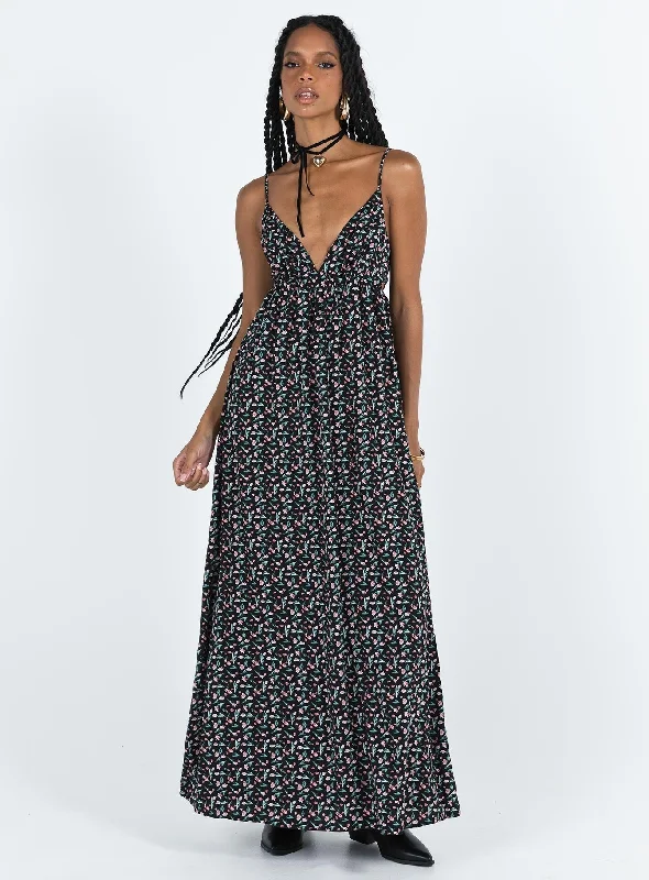 Women's Plus-Size Outfit Koko Maxi Dress Black Floral