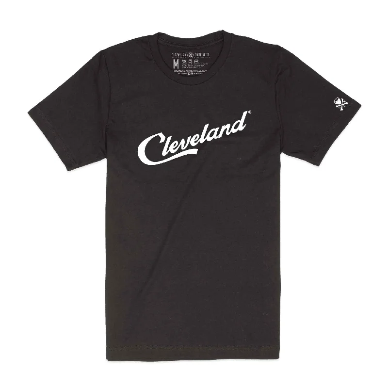 Flirty Fashion Discounts Cleveland Script - Unisex Crew T-Shirt - Heather Black