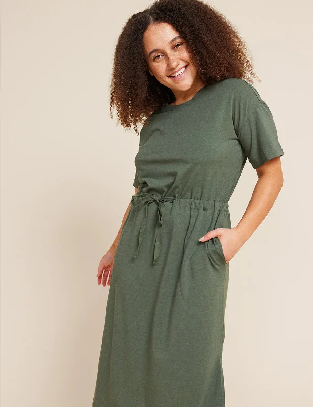 Chic Women's Attire T-Shirt Tie Dress - Moss