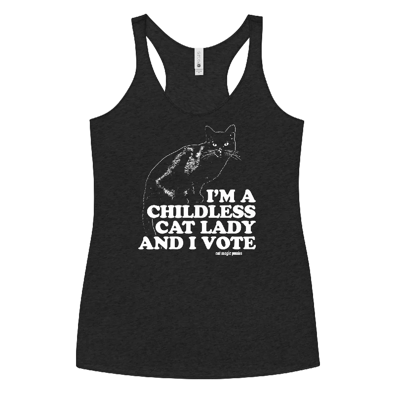 Women's Clothing With Trendy Designs CHILDLESS CAT LADY VOTE Women's Racerback Tank