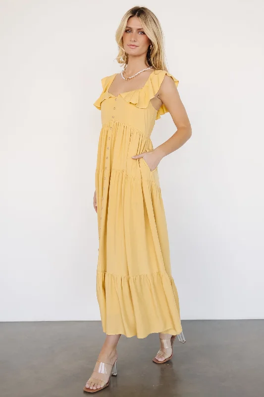 Final Sale Ellie Ruffle Top Dress | Golden Yellow