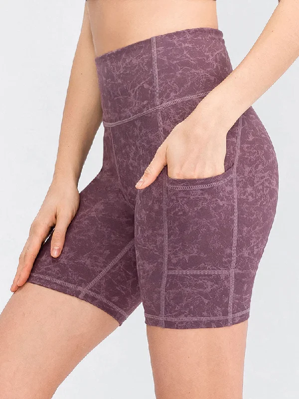 Women's Classic Outfit Pocket Stretch Quick-dry Purple Yoga Shorts