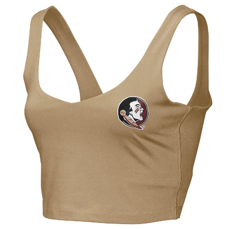 Chic And Trendy Zoozatz Women's Seminole Logo V-neck Crop Tank - Gold